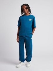 New Balance Teal Blue Small Brush Back Logo Joggers - Image 4 of 8