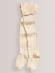 Charcoal Grey/Pink/Cream 3 Pack Cotton Rich Cable Tights - Image 4 of 4