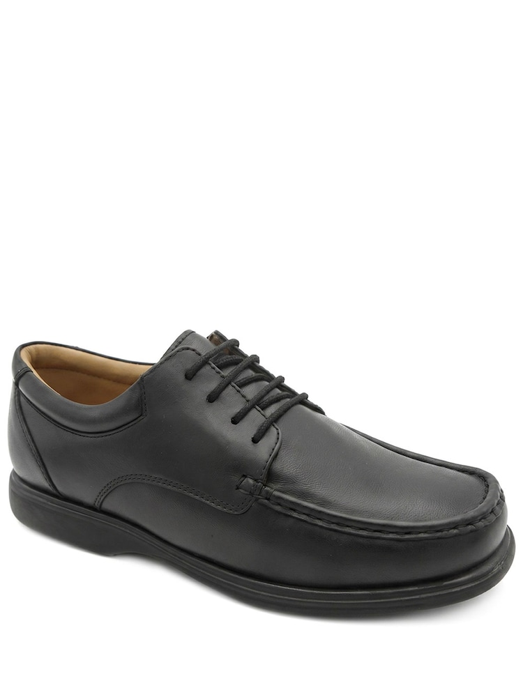 Pavers Black Wide Fit Smart Leather Lace Up Shoes - Image 1 of 5
