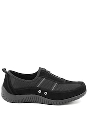 Pavers Black Memory Foam Leather Slip On Trainers - Image 3 of 6