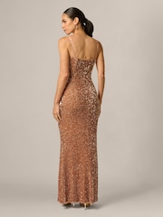 Adrianna By Adrianna Papell Sequin Knit Long Dress - Imagen 2 de 6