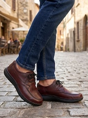 Pavers Red Wide Fit Leather Casual Lace Up Shoes - Image 1 of 6