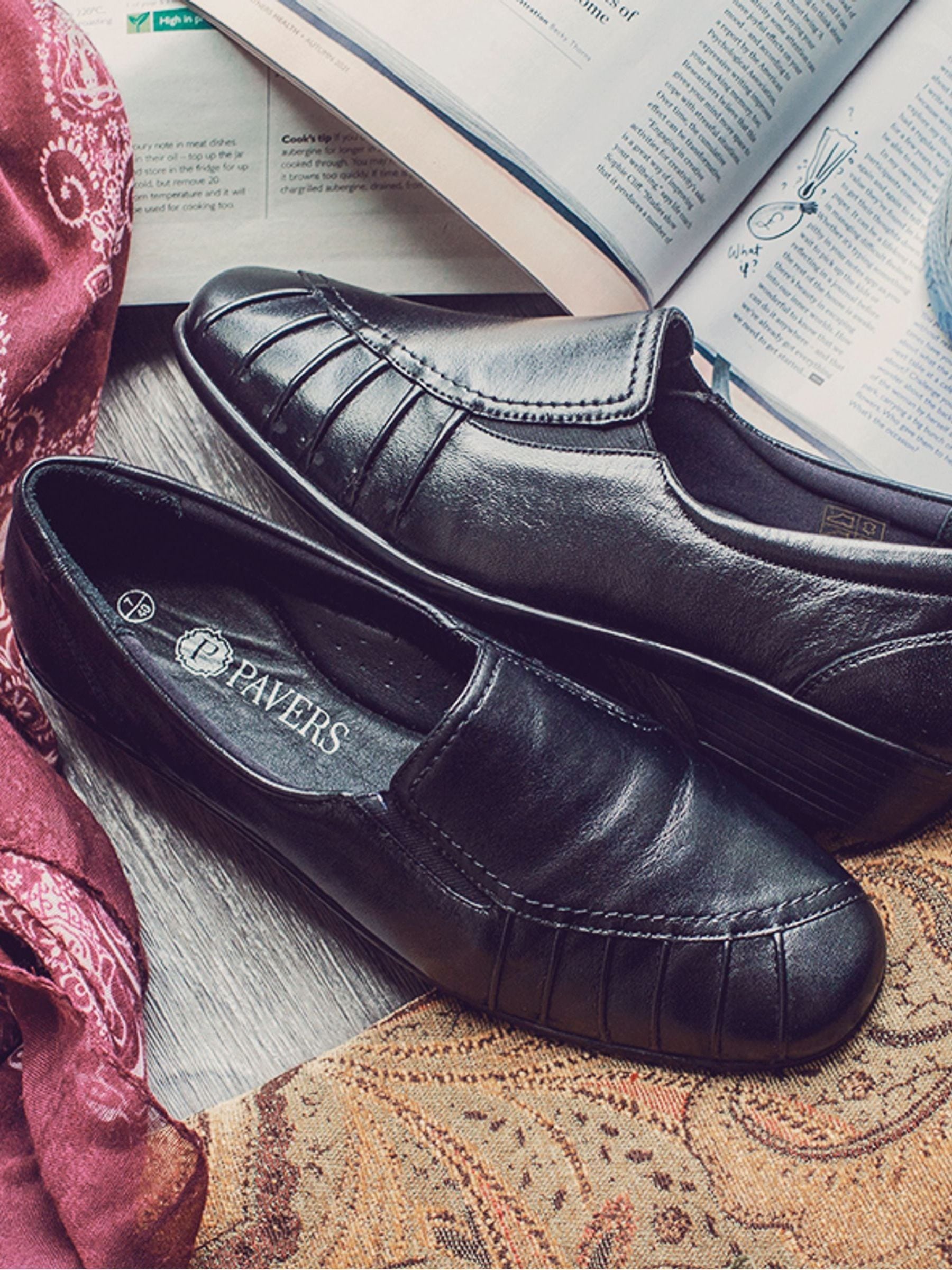 Buy Pavers Black Ladies Wide Fit Leather Slip On Shoes from Next France