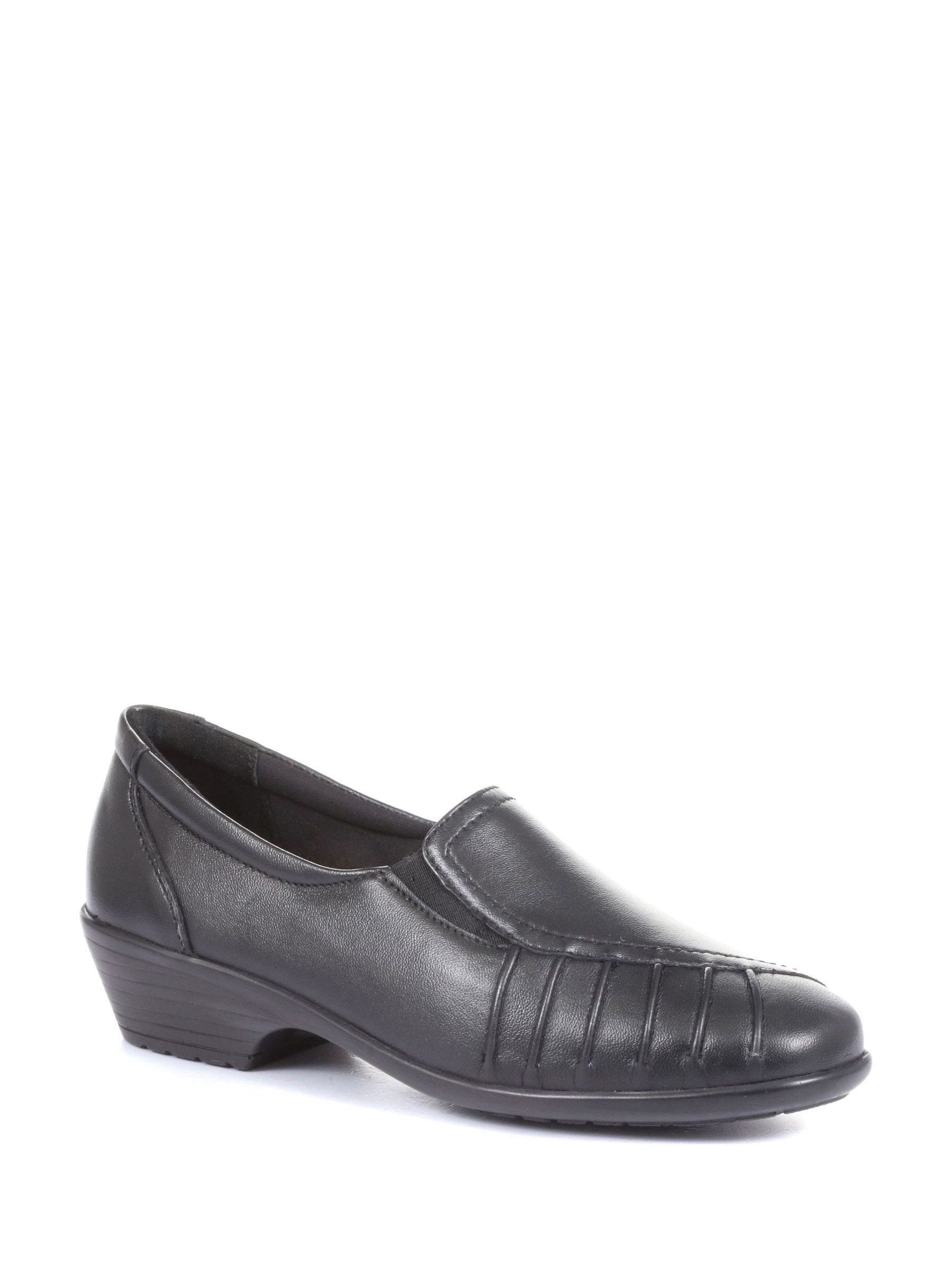 Womens wide width black slip on sneakers top