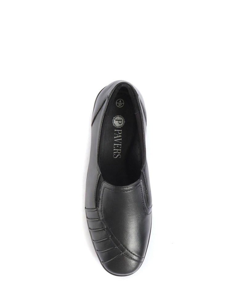 Pavers Black Ladies Wide Fit Leather Slip-On Shoes - Image 4 of 6