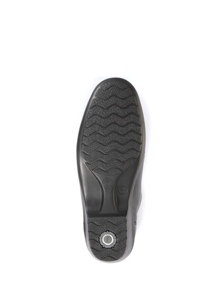 Pavers Black Ladies Wide Fit Leather Slip-On Shoes - Image 5 of 6