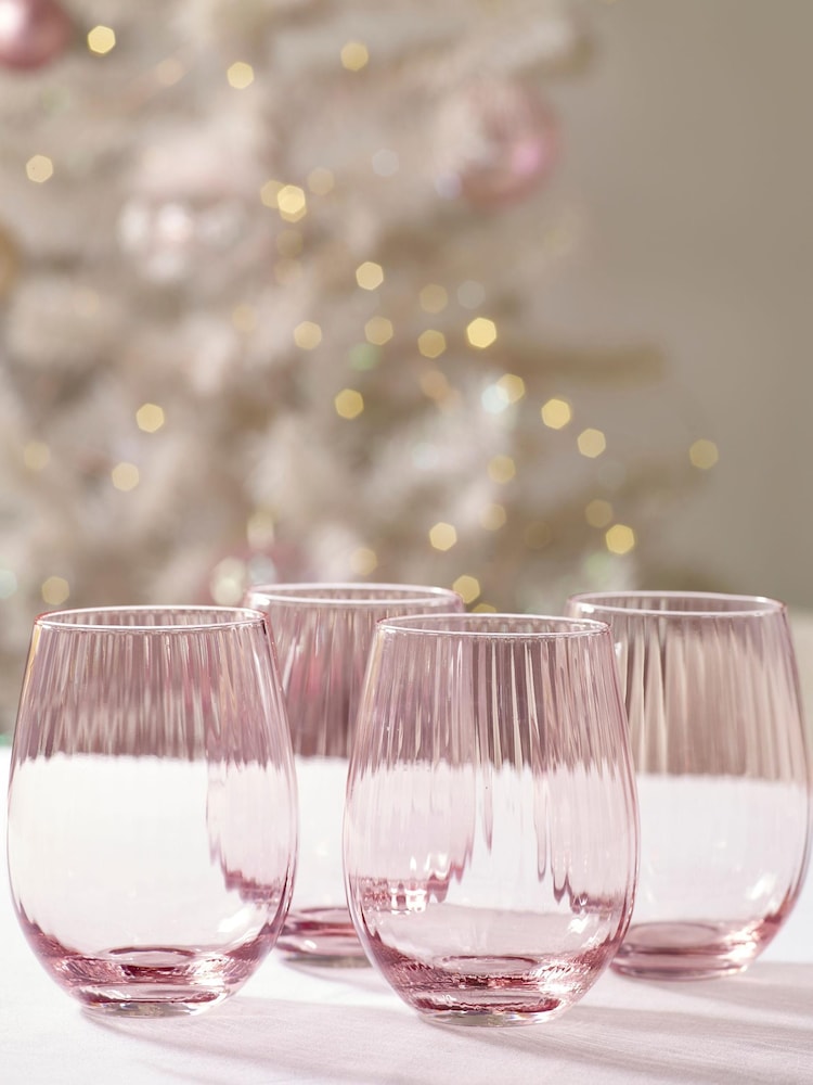 Pink Sienna Tumbler Glasses Set of 4 Short Tumbler Glasses - Image 1 of 10 Pink Sienna Tumbler Glasses Set of 4 Short Tumbler Glasses - Image 1 of 10