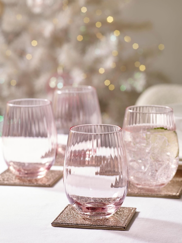 Pink Sienna Tumbler Glasses Set of 4 Short Tumbler Glasses - Image 10 of 10 Pink Sienna Tumbler Glasses Set of 4 Short Tumbler Glasses - Image 10 of 10
