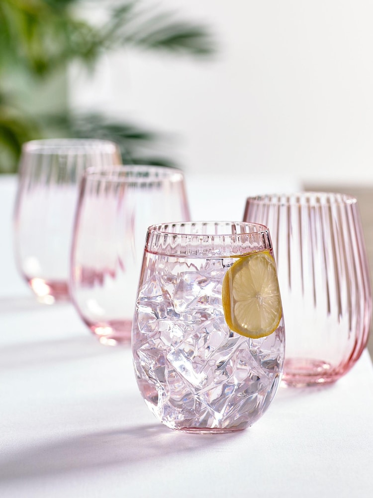 Pink Sienna Tumbler Glasses Set of 4 Short Tumbler Glasses - Image 2 of 10 Pink Sienna Tumbler Glasses Set of 4 Short Tumbler Glasses - Image 2 of 10
