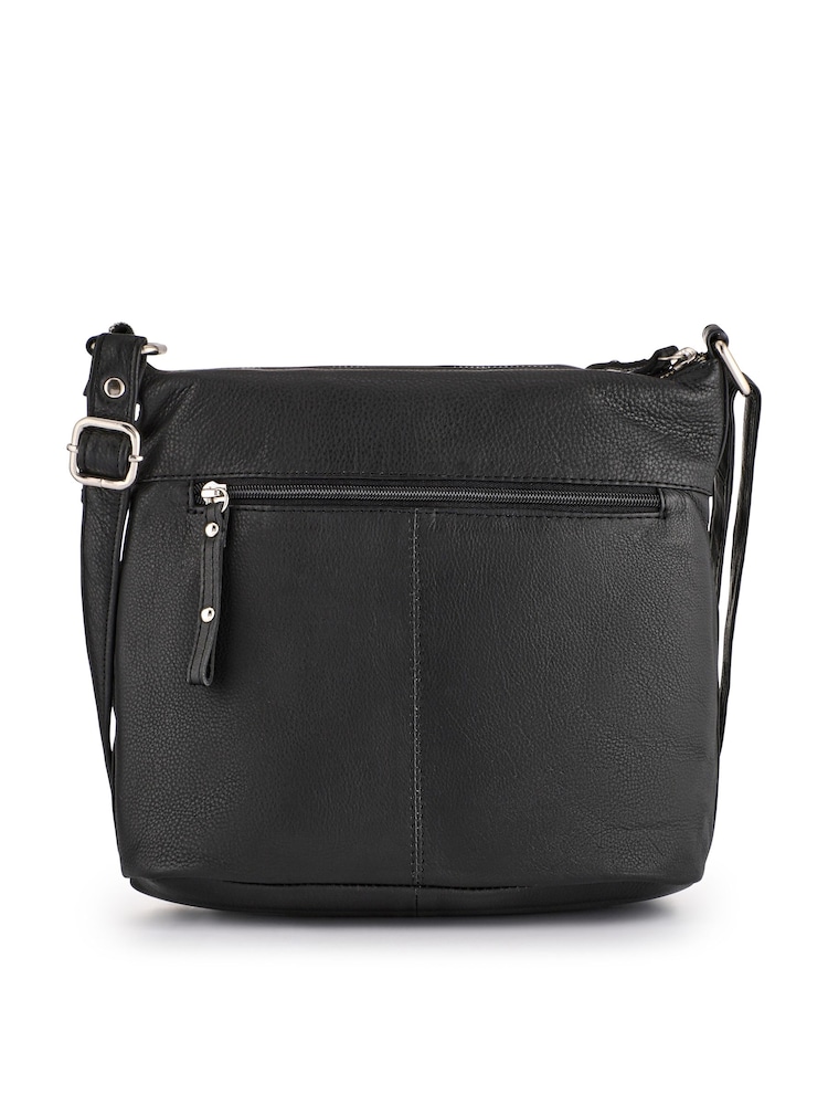 Pavers Black Leather Daily Zip-Close Crossbody Bag - Image 2 of 4
