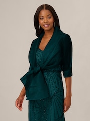 Adrianna Papell Green Short Sleeve Organza Wrap Jacket - Image 1 of 6