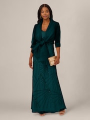 Adrianna Papell Green Short Sleeve Organza Wrap Jacket - Image 3 of 6