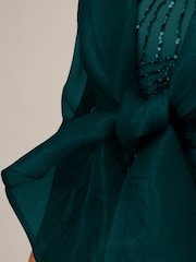 Adrianna Papell Green Short Sleeve Organza Wrap Jacket - Image 4 of 6