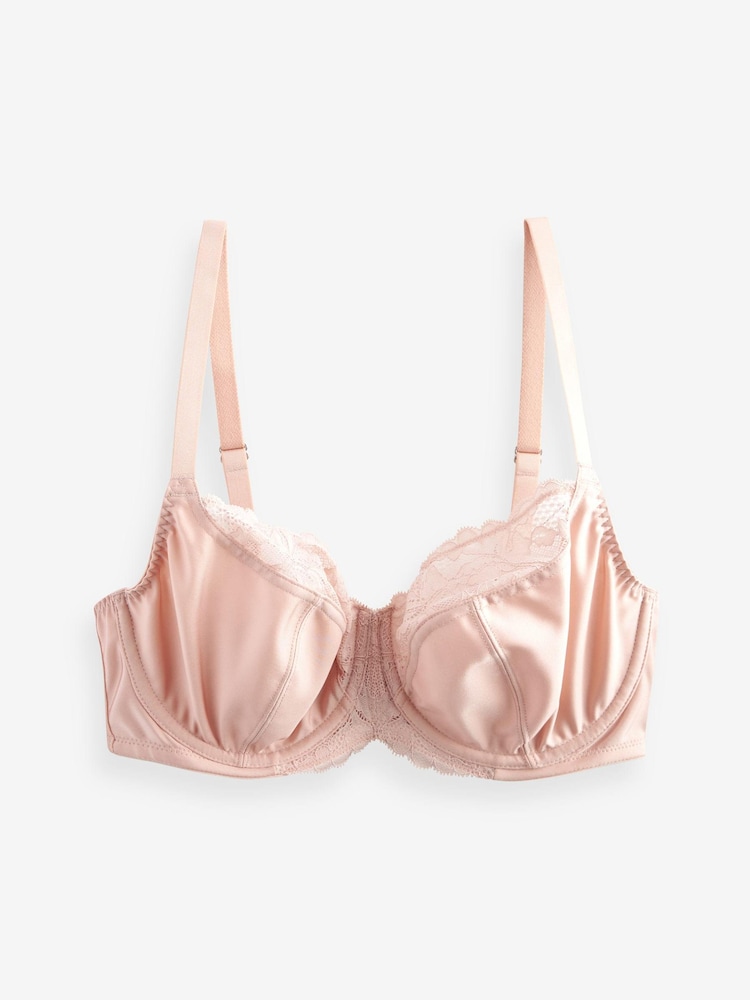 Bleu imprimé floral/rose blush - DD Non Pad Wired Full Cup Microfibre Lace Soutiens-gorge - Image 9 of 11
