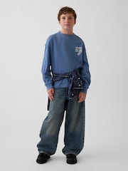 Gap Blue Skiing Heavyweight Oversized Graphic Long Sleeve T-Shirt (4-13yrs) - Image 3 of 5