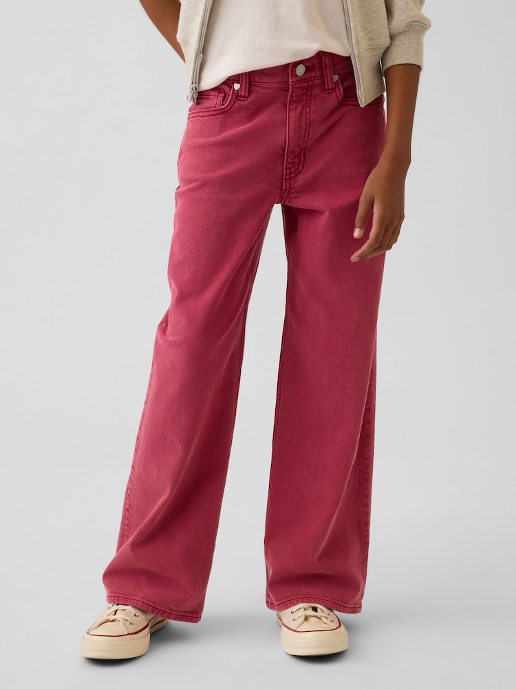 Gap Pink Low Rise Stride Wide-Leg Jeans (5-13yrs) - Image 1 of 6 Gap Pink Low Rise Stride Wide-Leg Jeans (5-13yrs) - Image 1 of 6