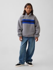 Gap Grey Sherpa Relaxed Quarter-Zip Sweatshirt (4-13yrs) - Image 3 of 4