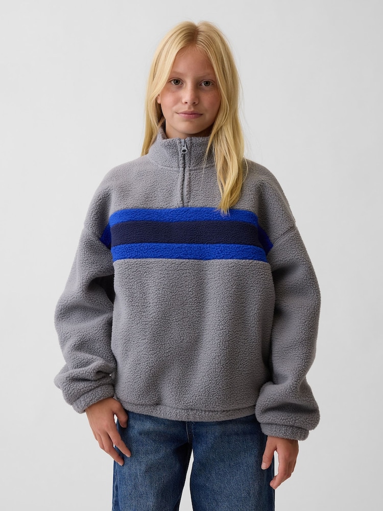Gap Grey Sherpa Relaxed Quarter-Zip Sweatshirt (4-13yrs) - Image 4 of 4 Gap Grey Sherpa Relaxed Quarter-Zip Sweatshirt (4-13yrs) - Image 4 of 4