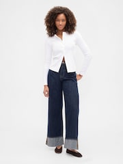 Gap Dark Wash High Waisted Super Soft Wide-Leg Jeans - Image 2 of 5