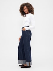 Gap Dark Wash High Waisted Super Soft Wide-Leg Jeans - Image 4 of 5