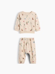Gap Beige Skiing Vintage Soft Brannan Bear Christmas Sweatshirt Set (0-24mths) - Image 1 of 2
