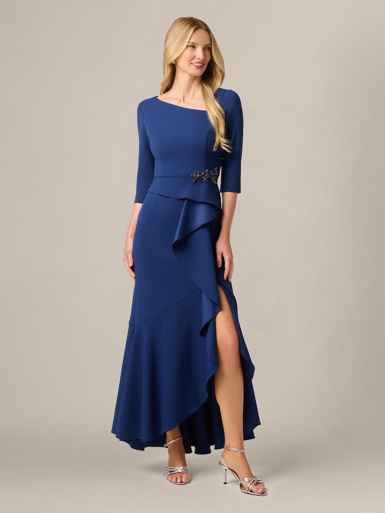 adrianna papell asymmetrical dress Buy Blue Studio Bead Crepe Gown from Next USA white pink dress A-Line One-Shoulder Sleeveless Satin Color:color Sleeveless and an asymmetric
