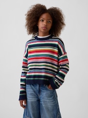 Gap Multi Stripe Oversized Crew Neck Jumper (4-13yrs) - Image 1 of 5