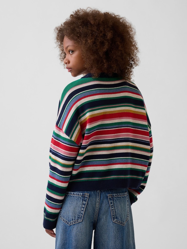 Gap Multi Stripe Oversized Crew Neck Jumper (4-13yrs) - Image 2 of 5 Gap Multi Stripe Oversized Crew Neck Jumper (4-13yrs) - Image 2 of 5