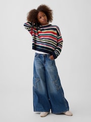 Gap Multi Stripe Oversized Crew Neck Jumper (4-13yrs) - Image 3 of 5