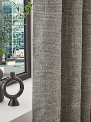 Grey Textured Fleck Eyelet Lined Curtains - Image 4 of 6
