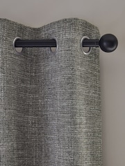 Grey Textured Fleck Eyelet Lined Curtains - Image 5 of 6