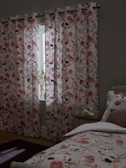 Pink/Cream Floral Eyelet Blackout/Thermal Curtains - Image 4 of 9