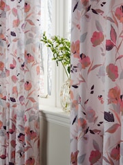 Pink/Cream Floral Eyelet Blackout/Thermal Curtains - Image 5 of 9