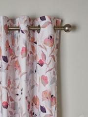 Pink/Cream Floral Eyelet Blackout/Thermal Curtains - Image 6 of 9