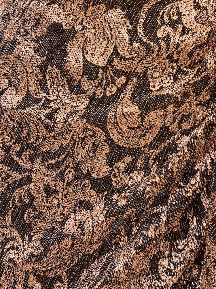 Adrianna Papell Brown Petite Metallic Crinkle Long Dress - Image 6 of 6 Adrianna Papell Brown Petite Metallic Crinkle Long Dress - Image 6 of 6