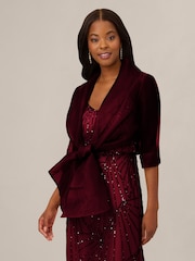 Adrianna Papell Red Short Sleeve Organza Wrap Jacket - Image 1 of 6