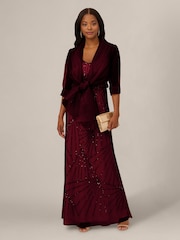 Adrianna Papell Red Short Sleeve Organza Wrap Jacket - Image 3 of 6