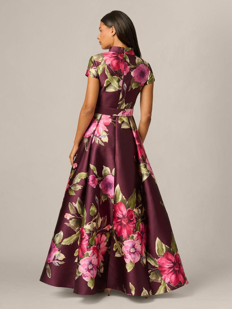 Adrianna Papell Purple Floral Mikado Gown - Image 2 of 6 Adrianna Papell Purple Floral Mikado Gown - Image 2 of 6