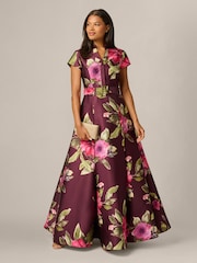Adrianna Papell Purple Floral Mikado Gown - Image 4 of 6