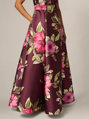Adrianna Papell Purple Floral Mikado Gown - Image 6 of 6