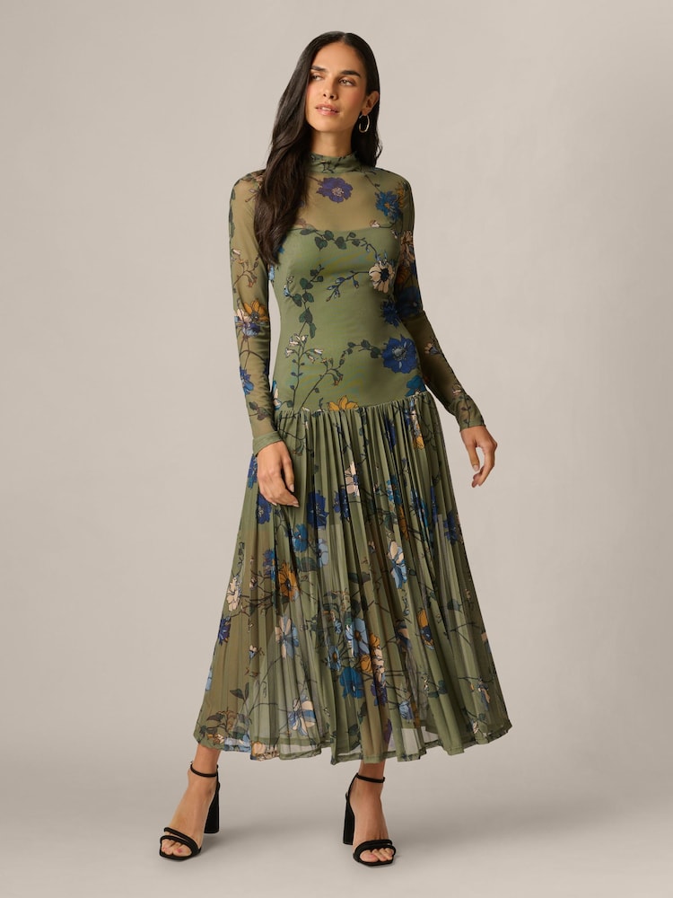 Adrianna Papell Mock Neck Ankle Dress - Imaginea 1 din 6 Adrianna Papell Mock Neck Ankle Dress - Imaginea 1 din 6