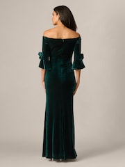 Adrianna Papell Green Off Shoulder Velvet Gown - Image 2 of 6