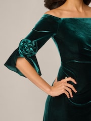 Adrianna Papell Green Off Shoulder Velvet Gown - Image 5 of 6