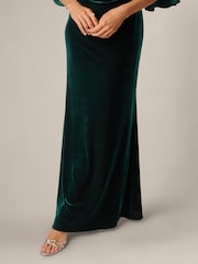 Adrianna Papell Green Off Shoulder Velvet Gown - Image 6 of 6