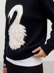 VERO MODA Black High Neck Graphic Swan Knit Jumper - Image 4 of 5