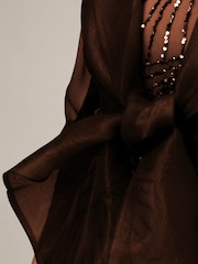Adrianna Papell Brown Short Sleeve Organza Wrap Jacket - Image 4 of 6