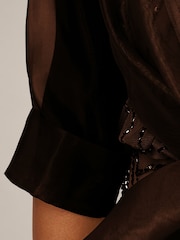 Adrianna Papell Brown Short Sleeve Organza Wrap Jacket - Image 5 of 6