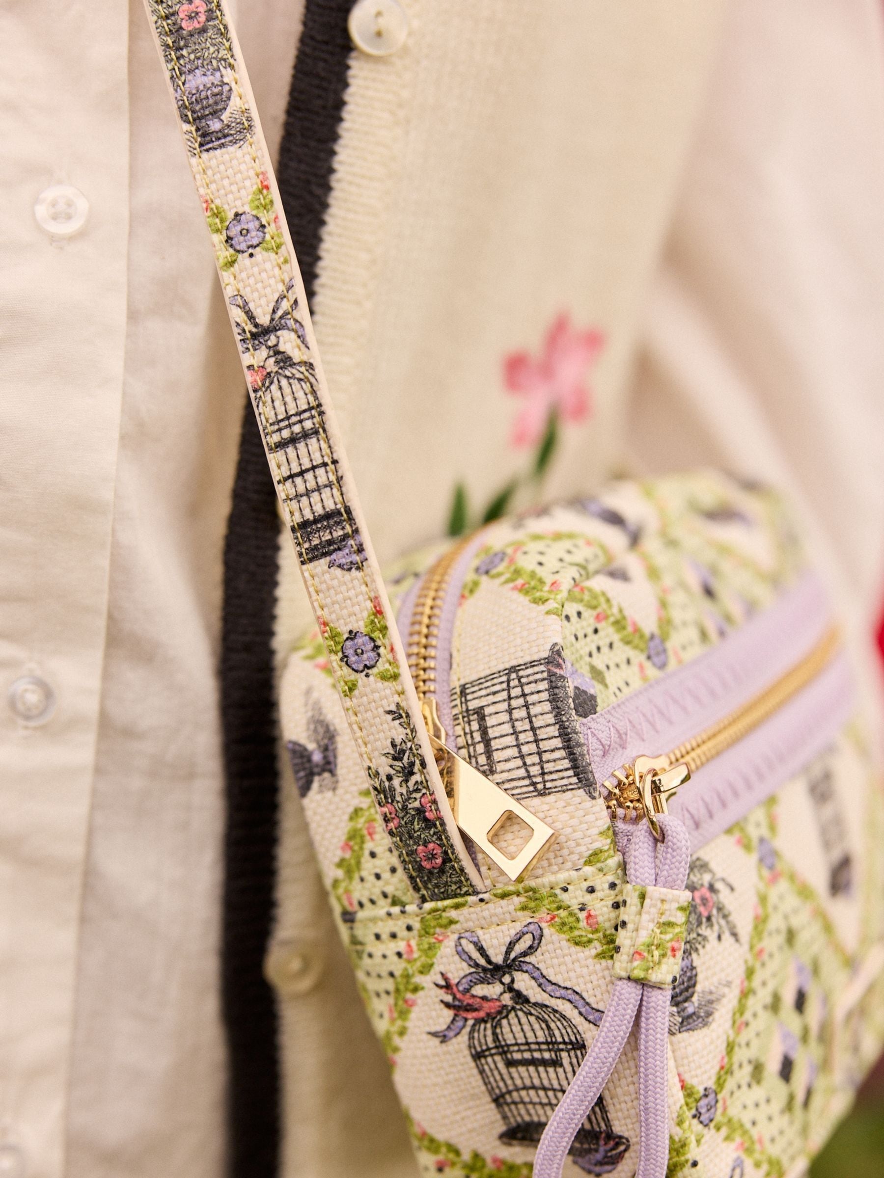 Cath Kidston London Blue Floral Coated Canvas Zip Around