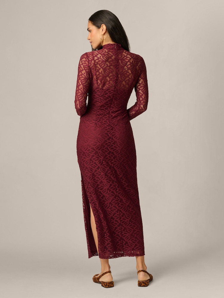 Adrianna Papell Red Papell Mock Neck Lace Dress - Image 2 of 6