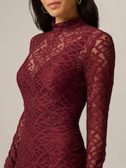 Adrianna Papell Red Papell Mock Neck Lace Dress - Image 5 of 6